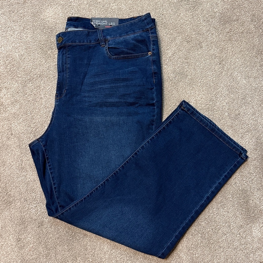 Avenue Denim Dark Wash Stretchy Knit Denim Straight Leg Jeans Size 26